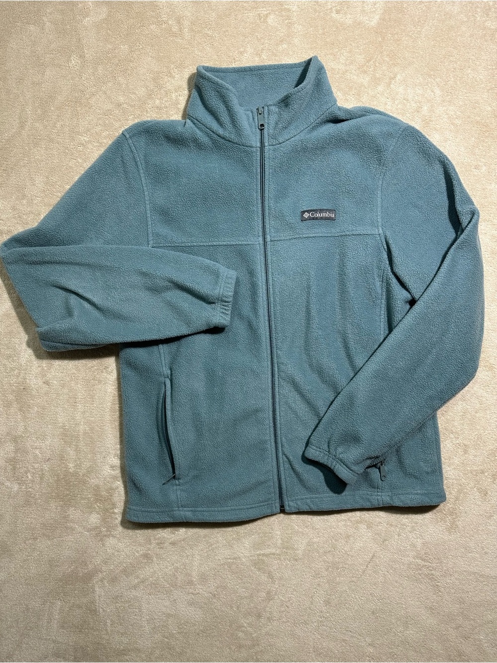 Columbia Men’s Large Blue Teal Full Zip Fleece Jacket Outdoor Hiking L
